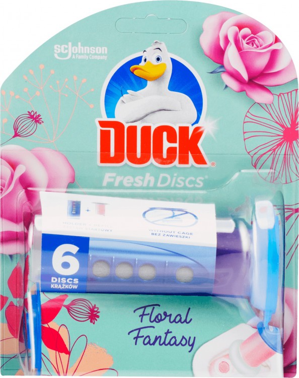 Wc Duck Fresh discs Floral Fantasy 36ml | Čistící, dezinf.prostř., dezodoranty - Přípravky na WC - Závěsy na WC a pissoárové kostky